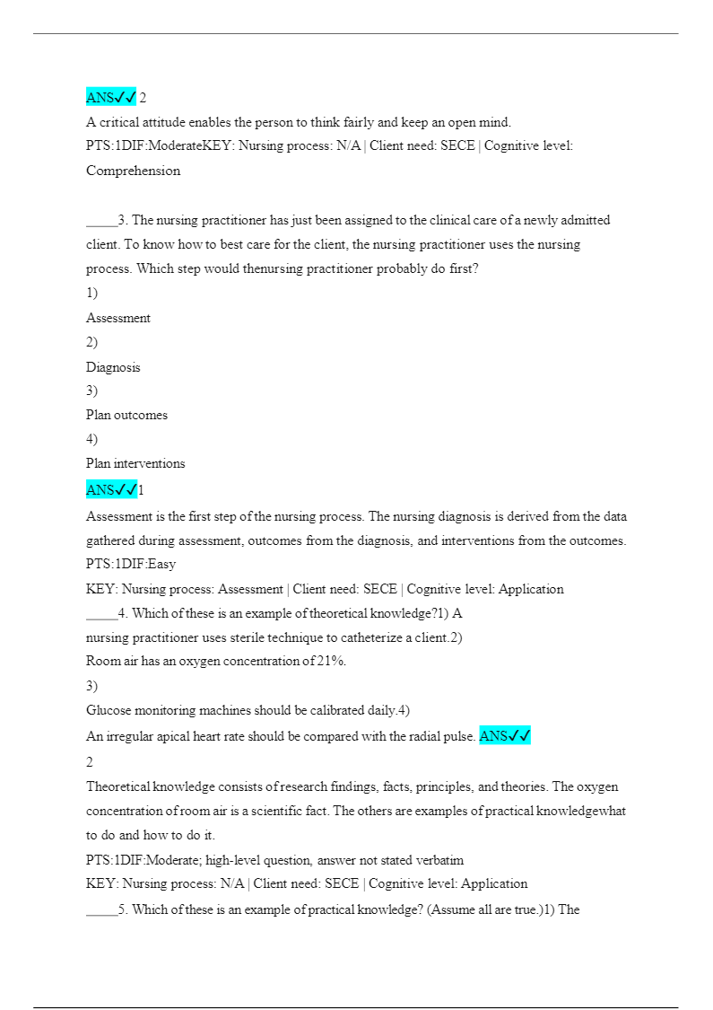 Test Bank for Critical Thinking, Clinical Reasoning, and Clinical Judgment a Practical Approach 7th Edition by Rosalinda Alfaro-LeFevre - Image 2