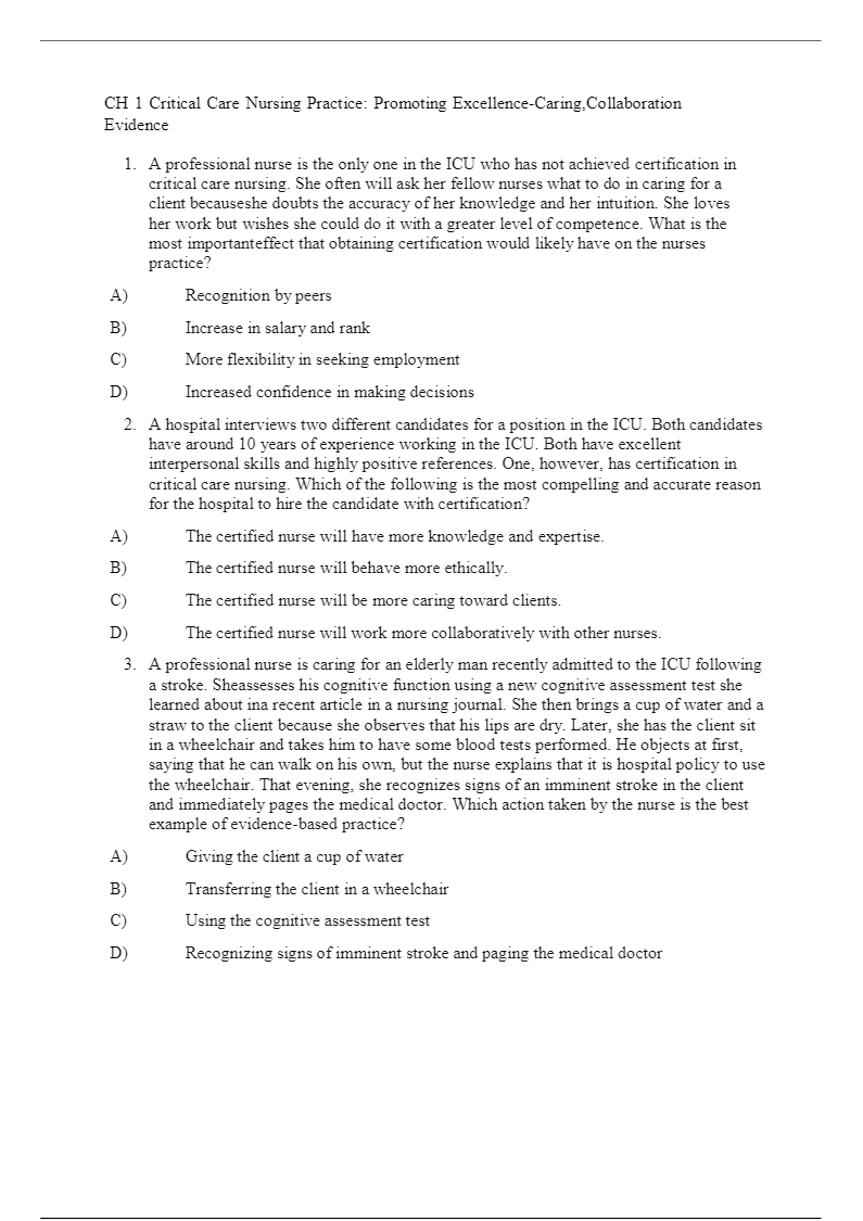 Test Bank for Critical Care Nursing: A Holistic Approach 12th Edition by Morton and Thurman - Image 2