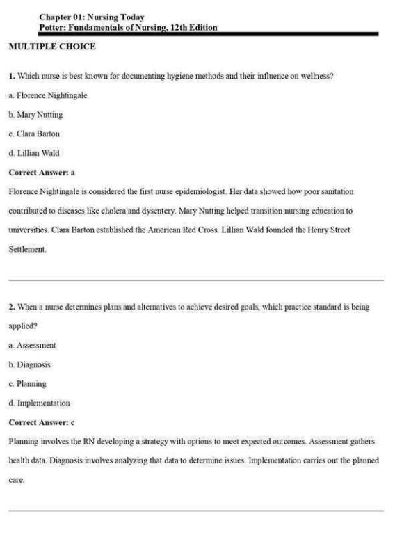 Test Bank for Fundamentals of Nursing 12th Edition by Potter Perry - Image 2