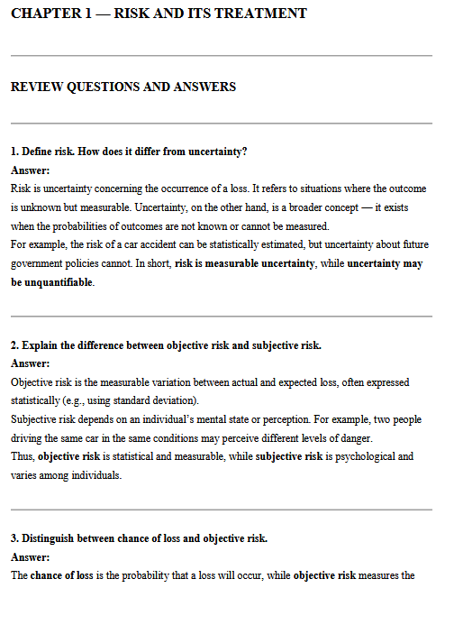 George Risk Management Solution Manual for Principles of Risk Management and Insurance, 13th ...