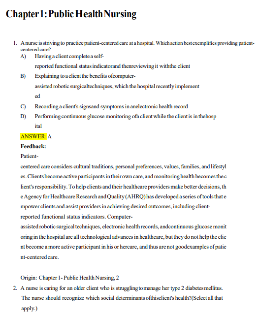 TEST BANK for Community and Public Health Nursing: Evidence for Practice 4th Edition by DeMarco - Image 2