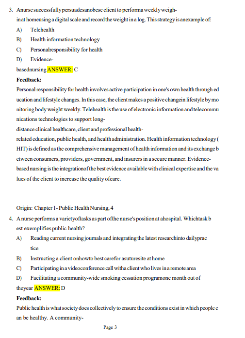 TEST BANK for Community and Public Health Nursing: Evidence for Practice 4th Edition by DeMarco - Image 3