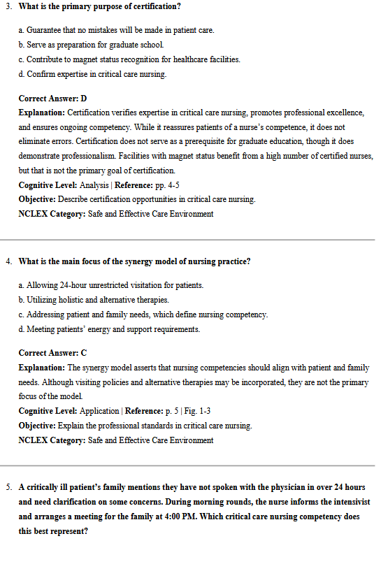 Test Bank for Introduction to Critical Care Nursing 8th Edition (2026) by Sole - Image 3