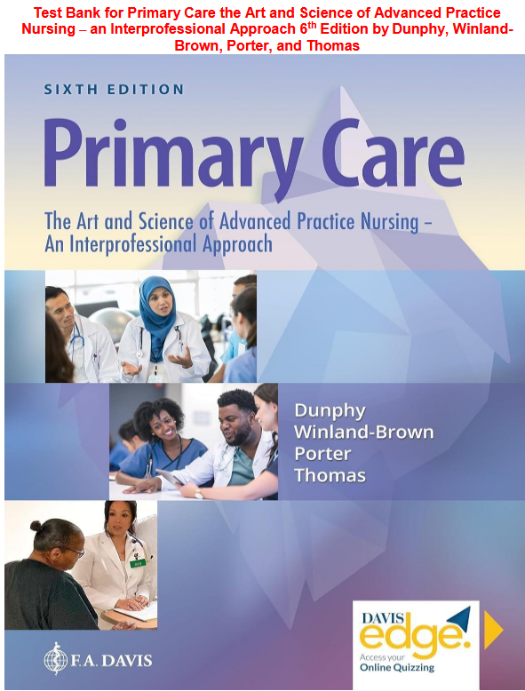 Test Bank for Primary Care: Advanced Practice Nursing 6th Edition (2026) by Dunphy